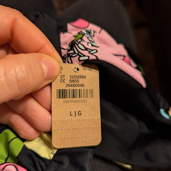 PINK 4 Way Reversible Cap Sleeve Bikini Top in Floral Black, Size Large - Picture 7 of 8